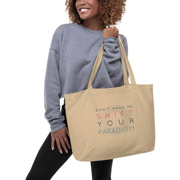 Don’t Make Me Shift Your Paradigm (Gray Icon) - Organic Oversized Weekender / Tote